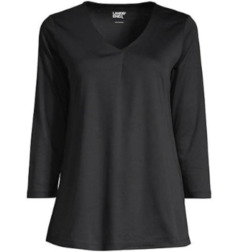 Lands End Women's Supima Micro Modal 3/4 Sleeve Notch Neck Tunic
